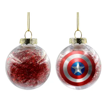 Captain America, Transparent Christmas tree ball ornament with red filling 8cm