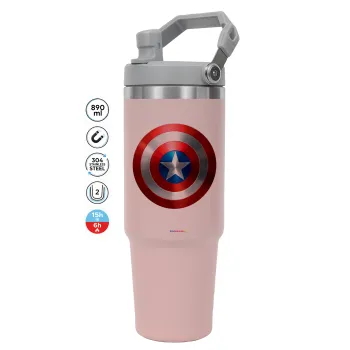 Captain America, ΡΟΖ χρώματος Θερμός Ανοξείδωτο 890ml (30oz) με χερούλι