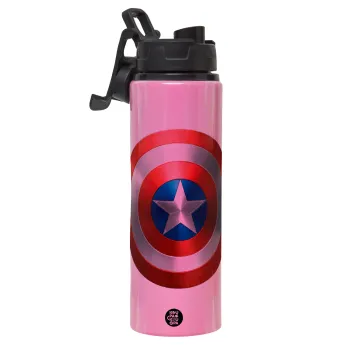 Captain America, Μεταλλικό παγούρι νερού με καπάκι ασφαλείας, αλουμινίου 850ml