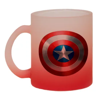 Captain America, Κούπα γυάλινη δίχρωμη με βάση το κόκκινο ματ, 330ml