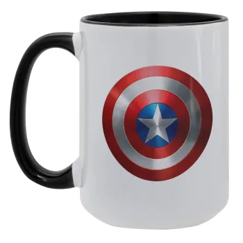 Captain America, Κούπα Mega 15oz, κεραμική Μαύρη, 450ml