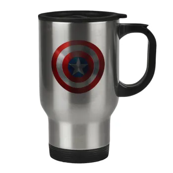 Captain America, Κούπα ταξιδιού ανοξείδωτη με καπάκι, διπλού τοιχώματος (θερμό) 450ml