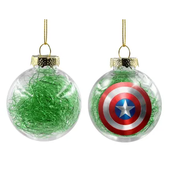 Captain America, Στολίδι Χριστουγεννιάτικη μπάλα δένδρου διάφανη με πράσινο γέμισμα 8cm