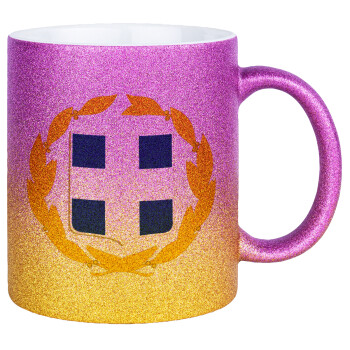 Hellas Εθνόσημο, Κούπα Χρυσή/Ροζ Glitter, κεραμική, 330ml