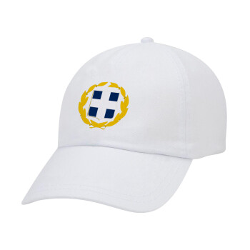 Hellas Εθνόσημο, Καπέλο Ενηλίκων Baseball Λευκό 5-φύλλο (POLYESTER, ΕΝΗΛΙΚΩΝ, UNISEX, ONE SIZE)