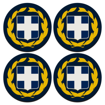 Hellas Εθνόσημο, ΣΕΤ 4 Σουβέρ ξύλινα στρογγυλά (9cm)