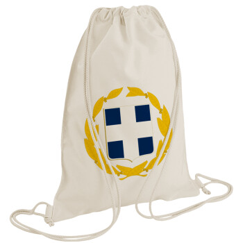 Hellas Εθνόσημο, Τσάντα πλάτης πουγκί GYMBAG natural (28x40cm)