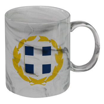 Hellas Εθνόσημο, Κούπα κεραμική, marble style (μάρμαρο), 330ml