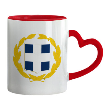 Hellas Εθνόσημο, Mug heart red handle, ceramic, 330ml