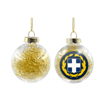 Hellas Εθνόσημο, Χριστουγεννιάτικη μπάλα δένδρου διάφανη με χρυσό γέμισμα 8cm
