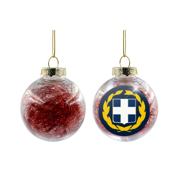 Hellas Εθνόσημο, Χριστουγεννιάτικη μπάλα δένδρου διάφανη με κόκκινο γέμισμα 8cm