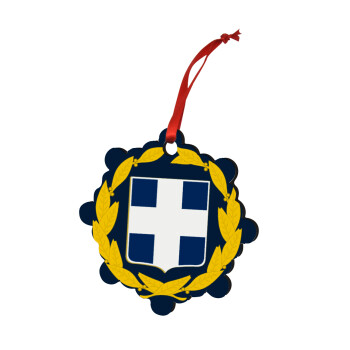 Hellas Εθνόσημο, Christmas ornament snowflake wooden 7.5cm