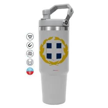 Hellas Εθνόσημο, GREY Travel Tumbler with Handle 890ml