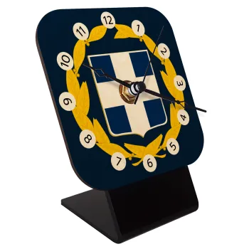 Hellas Εθνόσημο, Quartz Table clock in natural wood (10cm)