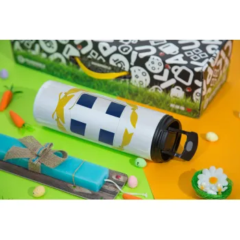 Hellas Εθνόσημο, Πασχαλινή Λαμπάδα με Travel Tumbler θερμό με διπλό καπάκι (600ml, BPA free) & κερί αρωματικό πλακέ (30cm) (ΤΙΡΚΟΥΑΖ)