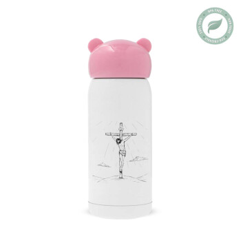 Jesus Christ , Pink stainless steel thermal flask, 320ml