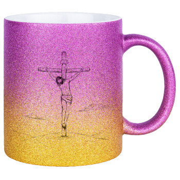 Jesus Christ , Κούπα Χρυσή/Ροζ Glitter, κεραμική, 330ml
