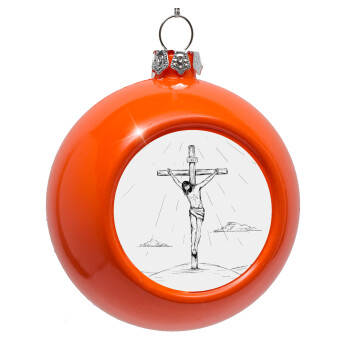 Jesus Christ , Στολίδι Χριστουγεννιάτικη μπάλα δένδρου Πορτοκαλί 8cm