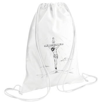 Jesus Christ , Τσάντα πλάτης πουγκί GYMBAG λευκή (28x40cm)
