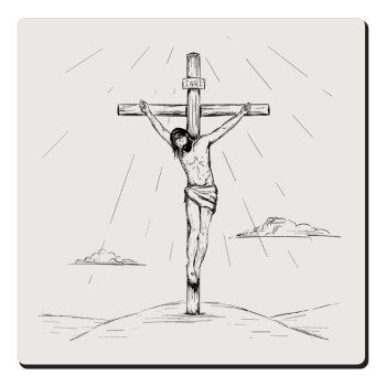 Jesus Christ , Τετράγωνο μαγνητάκι ξύλινο 6x6cm