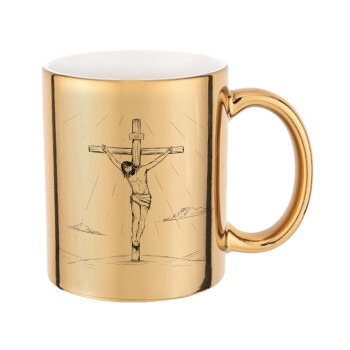 Jesus Christ , Mug ceramic, gold mirror, 330ml