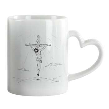 Jesus Christ , Mug heart handle, ceramic, 330ml