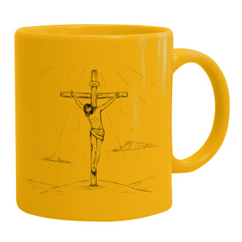Jesus Christ , Ceramic coffee mug yellow, 330ml (1pcs)