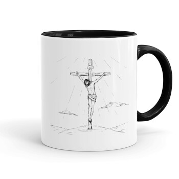 Jesus Christ , Mug colored black, ceramic, 330ml