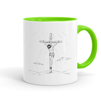 Jesus Christ , Mug colored light green, ceramic, 330ml