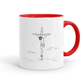 Jesus Christ , Mug colored red, ceramic, 330ml