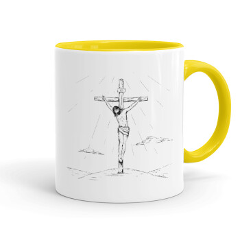 Jesus Christ , Mug colored yellow, ceramic, 330ml