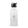 White water bottle with straw, stainless steel 600ml