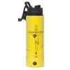 Metallic water bottle with safety lid, 850ml aluminum