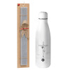 Easter Set, metallic stainless thermos bottle (500ml) & scented flat Easter candle (30cm) (GRAY)