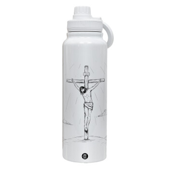 Jesus Christ , 1L Stainless Steel Thermal Bottle with Phone Holder & Double Wall Insulation