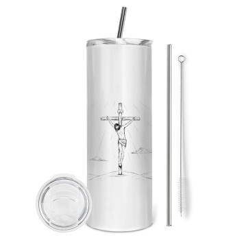 Jesus Christ , Tumbler stainless steel 600ml, with metal straw & cleaning brush