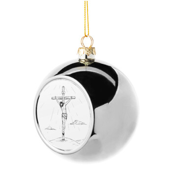 Jesus Christ , Silver 8cm Christmas tree ball ornament