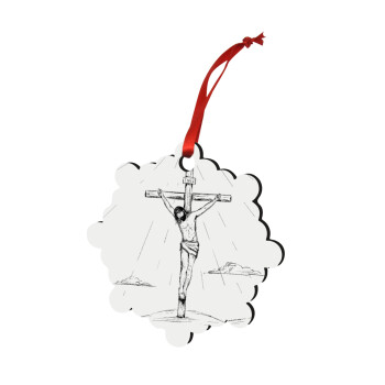 Jesus Christ , Στολίδι Χριστουγεννιάτικο στολίδι snowflake ξύλινο 7.5cm