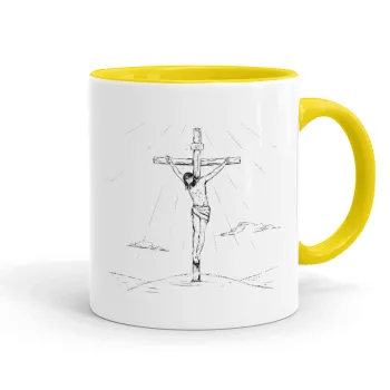 Jesus Christ , Κούπα χρωματιστή κίτρινη, κεραμική, 330ml