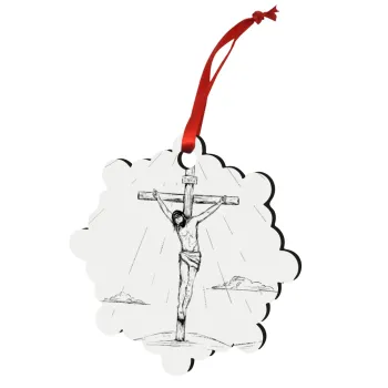 Jesus Christ , Στολίδι Χριστουγεννιάτικο στολίδι snowflake ξύλινο 7.5cm