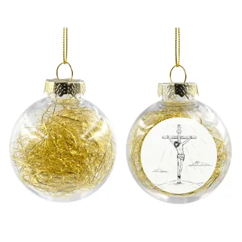 Jesus Christ , Στολίδι Χριστουγεννιάτικη μπάλα δένδρου διάφανη με χρυσό γέμισμα 8cm