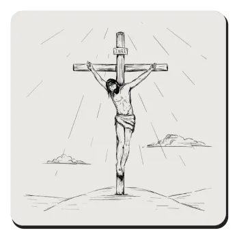 Jesus Christ , Τετράγωνο μαγνητάκι ξύλινο 9x9cm