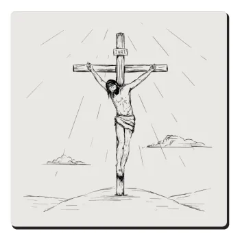 Jesus Christ , Τετράγωνο μαγνητάκι ξύλινο 6x6cm