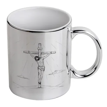Jesus Christ , Mug ceramic, silver mirror, 330ml