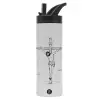 Metallic thermos bottle with straw & handle, stainless steel (Stainless steel 304), double-walled, 600ml.