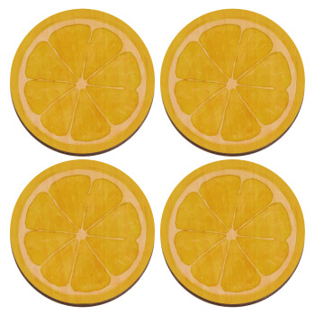 Lemon, ΣΕΤ x4 Σουβέρ ξύλινα στρογγυλά plywood (9cm)