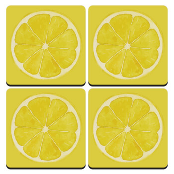 Lemon, ΣΕΤ 4 Σουβέρ ξύλινα τετράγωνα (9cm)