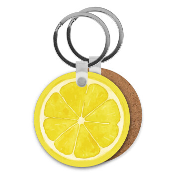 Λεμόνι, Μπρελόκ Ξύλινο στρογγυλό MDF Φ5cm