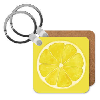 Lemon, Μπρελόκ Ξύλινο τετράγωνο MDF