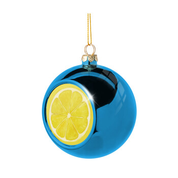 Lemon, Blue Christmas tree ball ornament 8cm